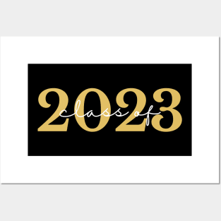 Class Of 2023. Simple Typography Gold and Black Graduation/ Senior 2023 Design. Posters and Art